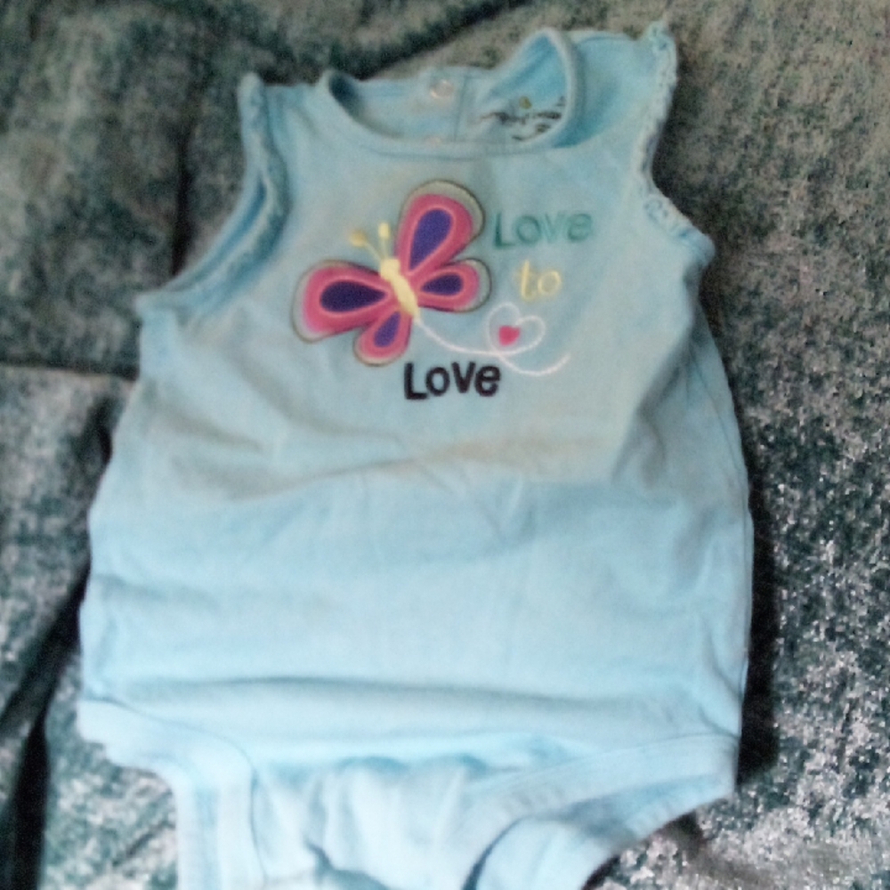 Jumping Beans Light Blue Onesie with Butterfly and Love Design GUC